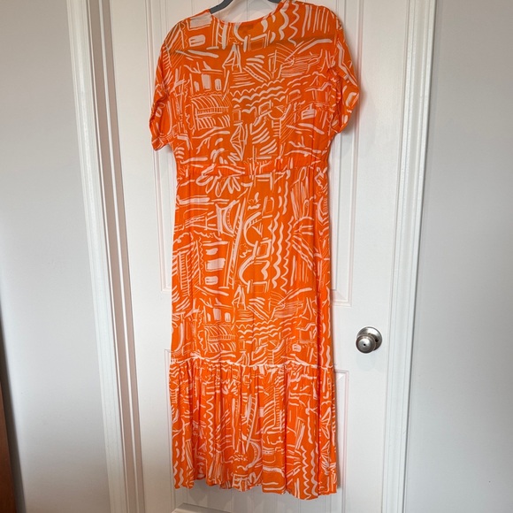 Orange Patterned Women's Beach Coverup~blue island~NWT - Picture 4 of 6